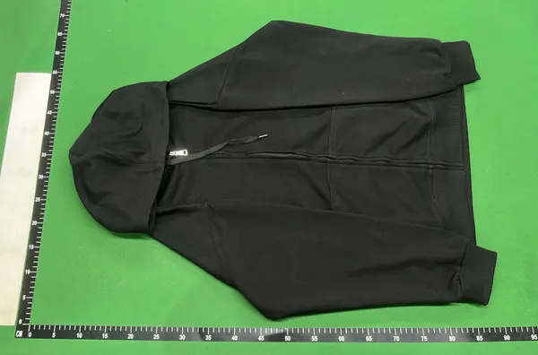 Black Full-Zip Hoodie With Chest Logo — warehouse QC photo 2