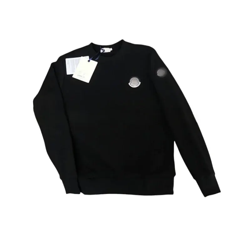 Black Crewneck Sweatshirt With Chest Patch — merchant catalogue photo