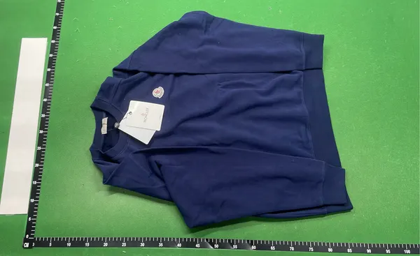 Black Crewneck Sweatshirt With Chest Patch — warehouse QC photo 2