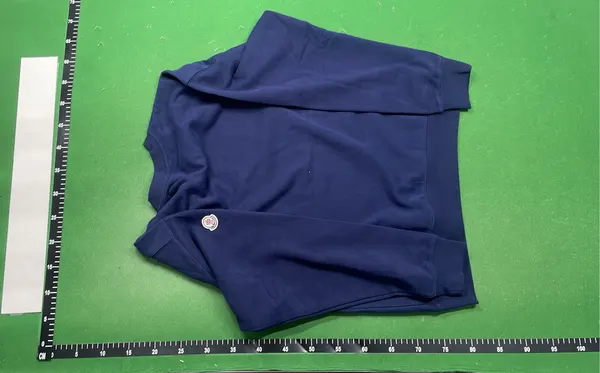 Black Crewneck Sweatshirt With Chest Patch — warehouse QC photo 3