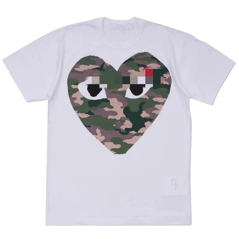 White T-Shirt With Camouflage Heart Print — merchant catalogue photo