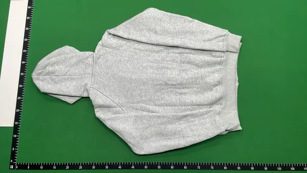 Grey Zip-Up Hoodie With Check-Lined Hood (Grey) — warehouse QC photo 3