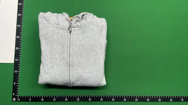 Grey Zip-Up Hoodie With Check-Lined Hood (Grey) — warehouse QC photo 4