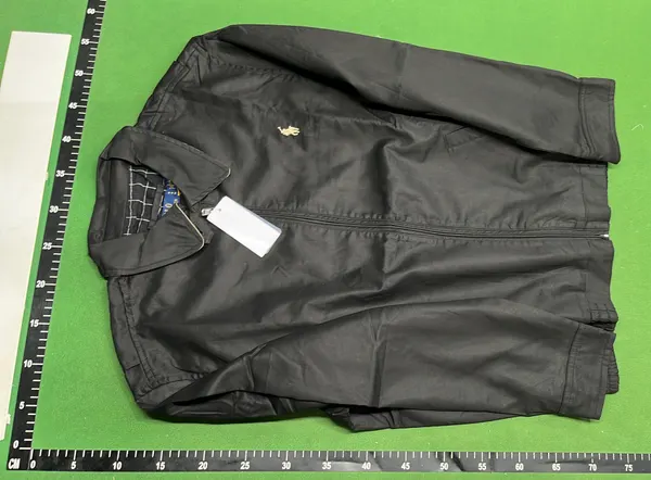 Khaki Collared Zip-Up Jacket With Plaid Lining (Navy) — warehouse QC photo 2