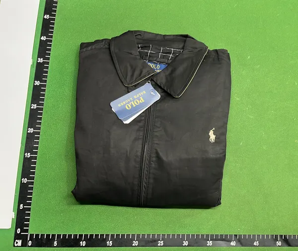 Khaki Collared Zip-Up Jacket With Plaid Lining (Navy) — warehouse QC photo 4