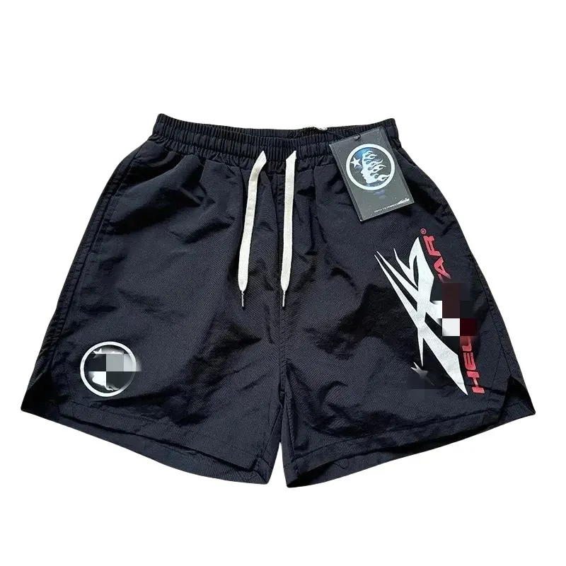 Black Flame Print Drawstring Sweat Shorts — merchant catalogue photo