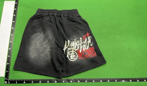 Black Flame Print Drawstring Sweat Shorts (White) — warehouse QC photo 3