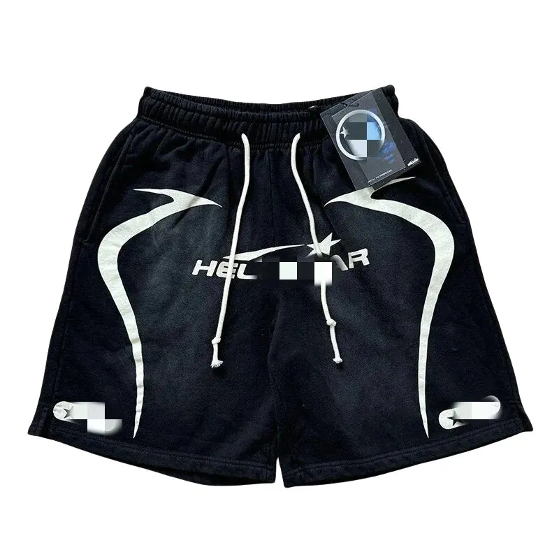 Black Flame Print Drawstring Sweat Shorts (#3) — merchant catalogue photo