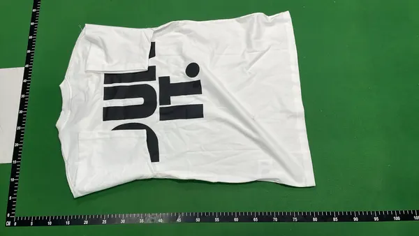 White T-Shirt With Pink Script Graphic Print — warehouse QC photo 3