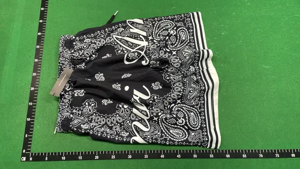 Navy Paisley Print Short Sleeve Shirt Set (White) — warehouse QC photo 3