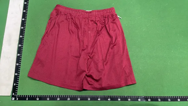 Mesh Basketball Shorts With Embroidered Leg Logo — warehouse QC photo 3