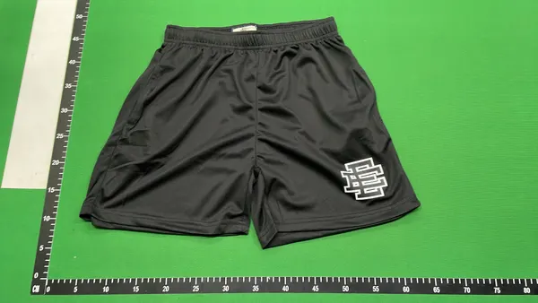 Mesh Basketball Shorts With Embroidered Leg Logo — warehouse QC photo 6
