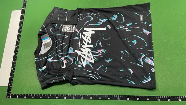 Pink Marbled Print Short-Sleeve Football Jersey — warehouse QC photo 2