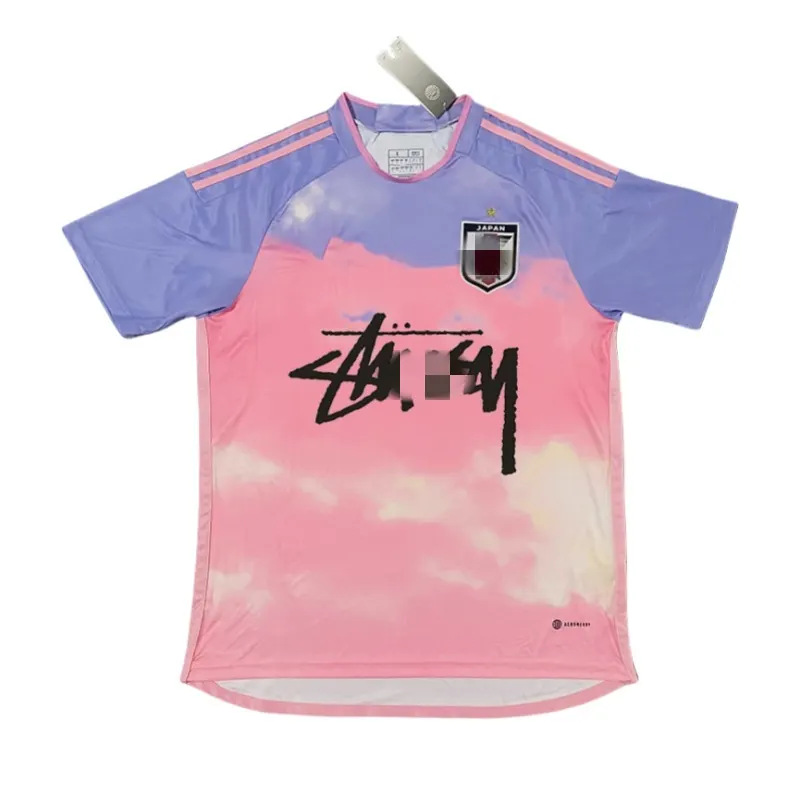 Pink Marbled Print Short-Sleeve Football Jersey (White) — merchant catalogue photo