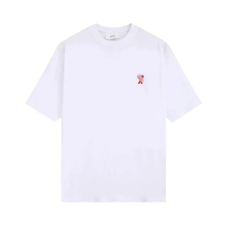 White Boxy T-Shirt With Red Heart Emblem — merchant catalogue photo