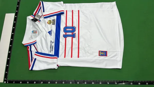 White Short-Sleeve Football Jersey With Number Print (#4) — warehouse QC photo 2