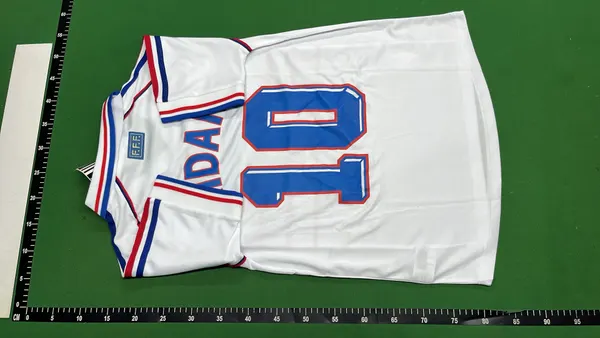 White Short-Sleeve Football Jersey With Number Print (#4) — warehouse QC photo 3