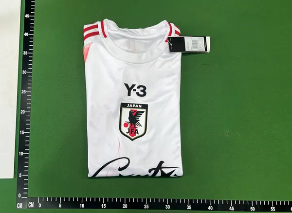 Black Floral Jacquard Soccer Jersey With Pink Trim (White) — warehouse QC photo 4