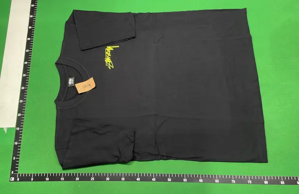 Black Tee With Fuzzy Dice Back Print — warehouse QC photo 2