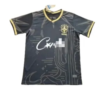 Black Floral Jacquard Soccer Jersey With Pink Trim (#2) — merchant catalogue photo