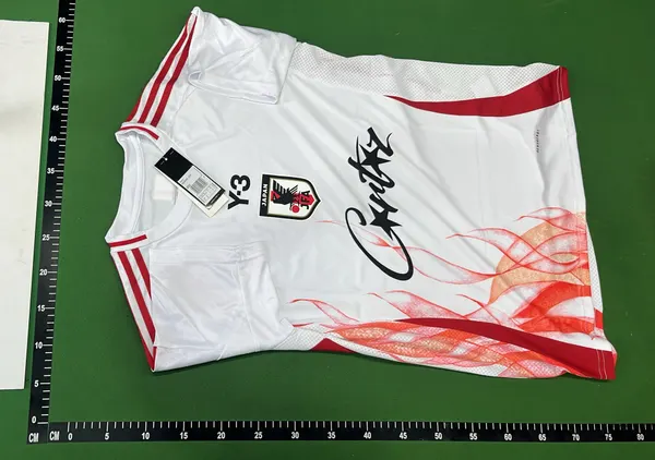 Black Floral Jacquard Soccer Jersey With Pink Trim (#2) — warehouse QC photo 2