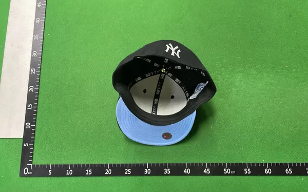 Black Flat Brim Fitted Baseball Cap (#2) — warehouse QC photo 3