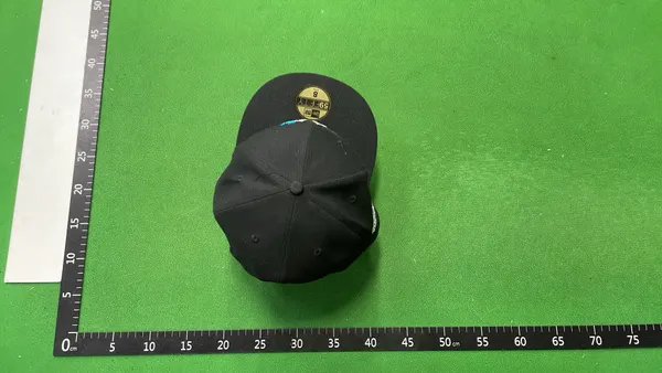 Black Flat Brim Fitted Baseball Cap (#4) — warehouse QC photo 2
