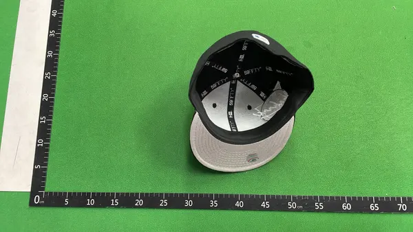 Black Flat Brim Fitted Baseball Cap (#5) — warehouse QC photo 6