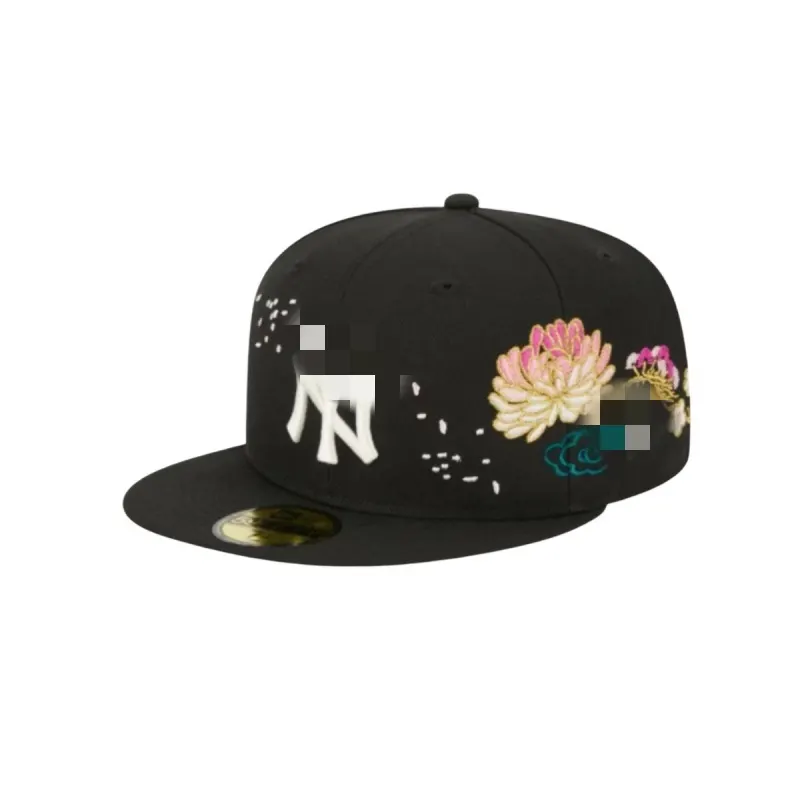 Black Flat Brim Fitted Baseball Cap (#6) — merchant catalogue photo