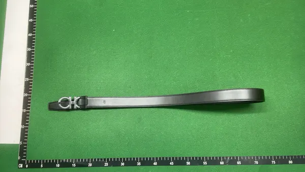 Black Belt With Oversized Metal Hook Buckle — warehouse QC photo 2