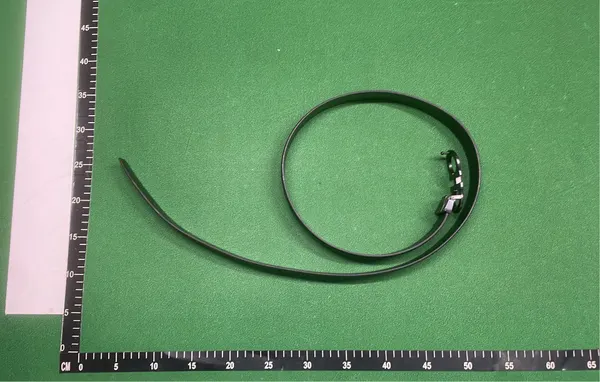 Black Belt With Oversized Metal Hook Buckle — warehouse QC photo 3