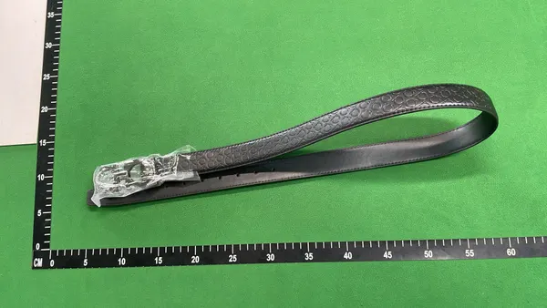 Black Belt With Oversized Metal Hook Buckle — warehouse QC photo 4