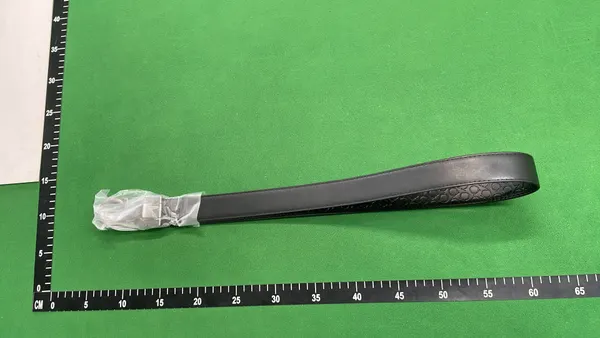 Black Belt With Oversized Metal Hook Buckle — warehouse QC photo 5