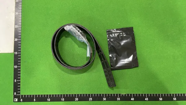 Beige Check Plaid Belt With Gold Buckle — warehouse QC photo 3