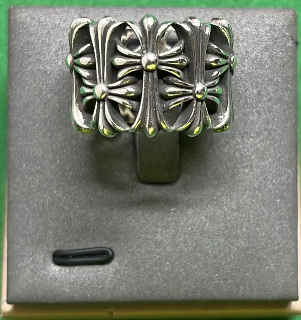 Silver Gothic Cross Motif Statement Rings — warehouse QC photo 5