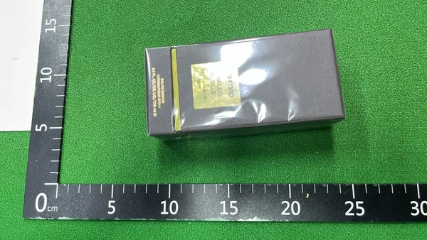 Black Rectangular Perfume Bottle With Oversized Cap (#3) — warehouse QC photo 1