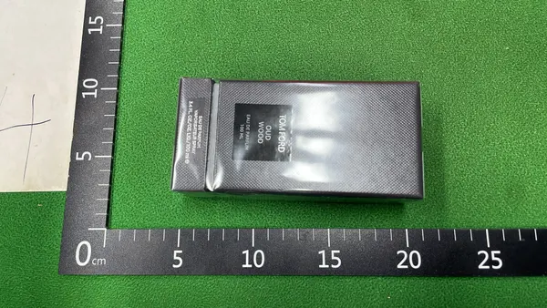 Black Rectangular Perfume Bottle With Oversized Cap (#3) — warehouse QC photo 4