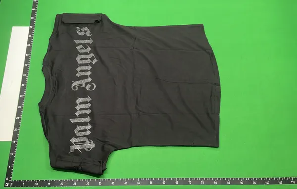 Oversized Gothic Script Print Cotton T-Shirt — warehouse QC photo 3