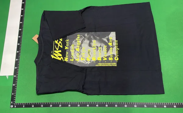 Black Tee With Fuzzy Dice Back Print (Purple) — warehouse QC photo 3