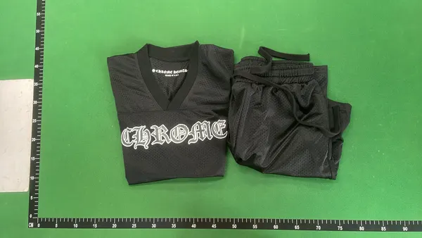 Blackletter Print Mesh Jersey And Shorts Set — warehouse QC photo 5