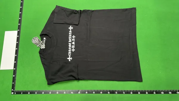 Black Oversized Tee With Tonal Cross Print — warehouse QC photo 2