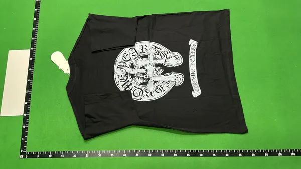 Black Oversized Tee With Tonal Cross Print — warehouse QC photo 3