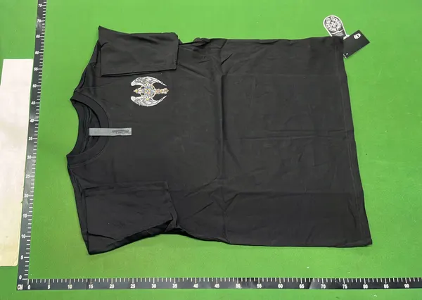 Black Oversized Tee With Tonal Cross Print — warehouse QC photo 6