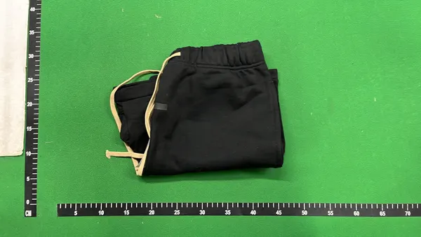 Gray Drawstring Sweat Shorts With Text Print — warehouse QC photo 4