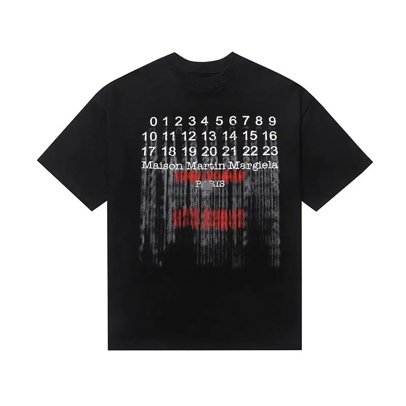 Black Cotton Tee With Number Sequence Print (White) — merchant catalogue photo