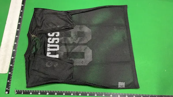 Mesh Shorts With Varsity Number Print (Beige) — warehouse QC photo 3