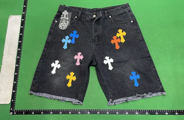Baggy Denim Shorts With Cross Patch Appliques — warehouse QC photo 2
