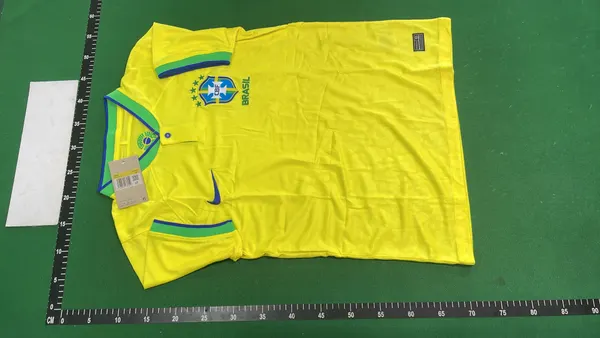 Short Sleeve Soccer Jersey With Team Crest (Yellow) — warehouse QC photo 2