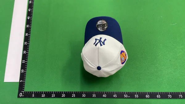 Cream Two Tone Cap With Embroidered Bird Graphic (#2) — warehouse QC photo 2