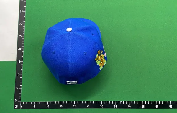Royal Blue Fitted Cap With Flat Brim — warehouse QC photo 5